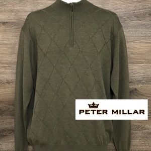 Peter Millar Olive Green Merino Wool Sweater L